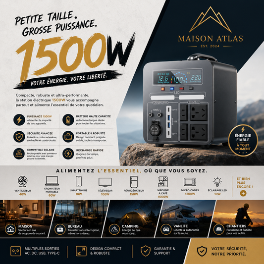 ⚡ STATION ÉLECTRIQUE PORTABLE 1500W