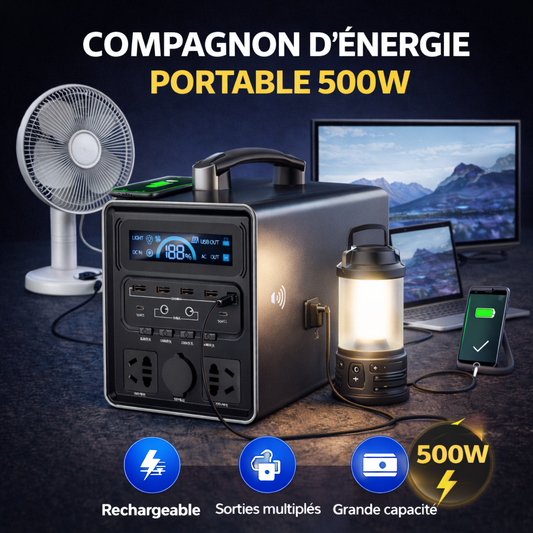 ⚡ Station Électrique Portable 500W – L’Énergie Partout, Sans Bruit, Sans Carburant